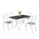 Ver imagem 2 de Conjunto Sala de Jantar Mesa Retangular 120x75cm Tampo Madeira MDP Ardósia Indiana 4 Cadeiras Paraty Branco/Paraopeba