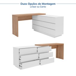 Mesa para Escritório Diretor em L 6 Gavetas Oring Cabecasa - 3