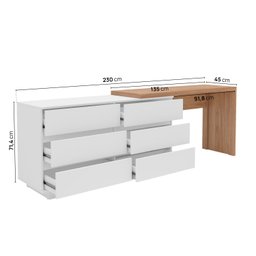 Mesa para Escritório Diretor em L 6 Gavetas Oring Cabecasa - 5