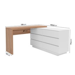 Mesa para Escritório Diretor em L 6 Gavetas Oring Cabecasa - 4