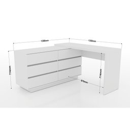 Mesa para Escritório Diretor em L 6 Gavetas Oring Yescasa - 6