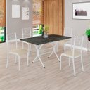 Ver imagem 1 de Conjunto Sala de Jantar Mesa Retangular 120x75cm Tampo Madeira MDP Ardósia Indiana 4 Cadeiras Paraty Branco/Creme