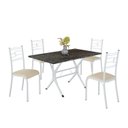 Ver imagem 2 de Conjunto Sala de Jantar Mesa Retangular 120x75cm Tampo Madeira MDP Ardósia Indiana 4 Cadeiras Paraty Branco/Creme