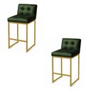 Ver imagem 2 de Banqueta Cozinha Alta com Encosto Industrial Kit 2 Dourado Lirina Pu Verde C05 - D’Rossi