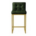 Ver imagem 3 de Banqueta Cozinha Alta com Encosto Industrial Kit 2 Dourado Lirina Pu Verde C05 - D’Rossi