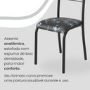 Ver imagem 6 de Conjunto Sala de Jantar Mesa Retangular 140x75cm Tampo Madeira MDP Ardósia Indiana 6 Cadeiras Paraty Preto/Floral/Fosco