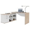 Ver imagem 5 de Escrivaninha Mesa Escritório Diretor em L Rolig 3 Gavetas 163,4cm Branco e Carvalho Berlin