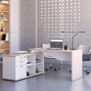 Ver imagem 2 de Escrivaninha Mesa Escritório Diretor em L 3 Gavetas Rolig