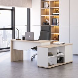 Mesa para Escritório Diretor em L 3 Gavetas Rolig - 1