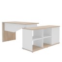 Ver imagem 4 de Escrivaninha Mesa Escritório Diretor em L Rolig 3 Gavetas 163,4cm Branco e Carvalho Berlin