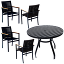 Ver imagem 1 de Conjunto de Mesa 1,00m Ripada 4 Cadeiras Corda para Jardim Jantar Piscina