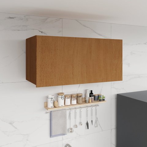 Armário Aéreo 80cm 1 Porta Basculante Cozinha Milão Marrom/Freijó Rocks