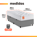 Ver imagem 3 de Cama Box Baú Colchão Solteiro Molas Ensacadas Real 88x188x68cm Branco / Cinza Inducol