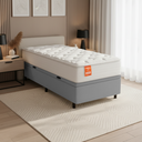 Ver imagem 2 de Cama Box Baú Colchão Solteiro Molas Ensacadas Real 88x188x68cm Branco / Cinza Inducol
