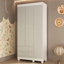 Ver imagem 1 de Guarda-roupa Infantil 92cm 3 Portas e 2 Gavetas Allegra Multimóveis Mp4442 Branco/off White Branco/