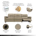 Ver imagem 3 de Sofá Sala de Cinema Elétrico Maldivas Reclinável Retrátil 4 Lugares 281cm Couro Avelã G40 - Gran Bel