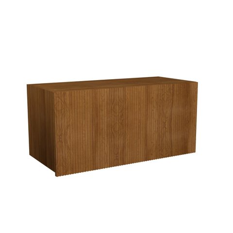 Armário Aéreo 80cm 1 Porta Basculante Ripada Cozinha Milão Marrom/Freijó Rocks