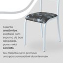 Ver imagem 6 de Conjunto Sala de Jantar Mesa Retangular 140x75cm Tampo Madeira MDP Ardósia Indiana 6 Cadeiras Paraty Branco/Preto Floral