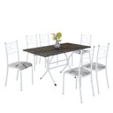 Ver imagem 2 de Conjunto Sala de Jantar Mesa Retangular 140x75cm Tampo Madeira MDP Ardósia Indiana 6 Cadeiras Paraty Branco/Paraopeba