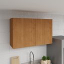 Ver imagem 1 de Armário Aéreo 120cm 2 Portas Ripadas Cozinha Milão Marrom/Freijó Rocks