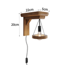Ver imagem 2 de Kit 2 Arandelas Pendente de Madeira Pinus Envernizada Luminária de Parede Retrô
