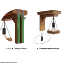 Ver imagem 3 de Kit 2 Arandelas Pendente de Madeira Pinus Envernizada Luminária de Parede Retrô