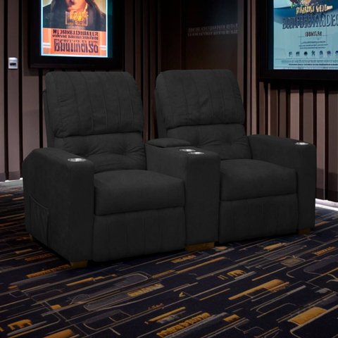 Poltrona do Papai Dupla Reclinável Real Sala de Tv Cinema Bouclê - Sofa Store:bouclê Preto