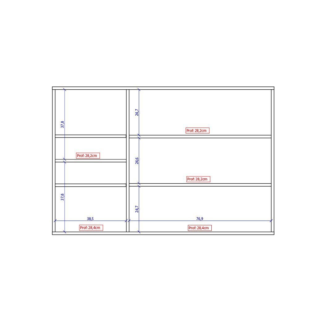 Armário Aéreo Bella com Portas de Vidro e Branco MDF 70cm Carraro - 6