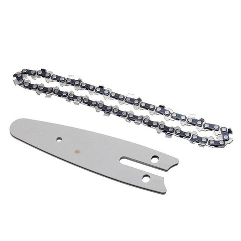 Corrente com Sabre Mini Motoserra Kit 40 Uni Placa Guia 4 Polegadas 14 Dentes Reposiçao Ferramenta C