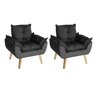 Kit 2 Poltronas Decorativas Opala Suede Preto Smf Decor - 1