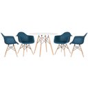 Ver imagem 1 de KIT - Mesa redonda Eames 100 cm branco + 4 cadeiras Eiffel DAW Azul petróleo
