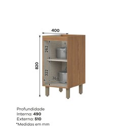 Balcão 1 Porta 40cm Yasmin Espresso Móveis - 5
