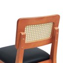 Ver mais imagens de Banqueta Baixa-cadeira Gabi Madeira Maciça Encosto Telinha - Amêndoa Assento Estofado Corano Preto