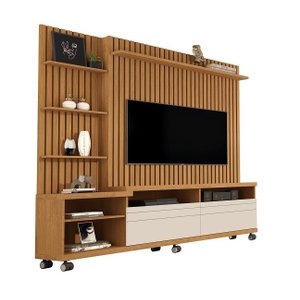 Home Theater para Tv até 55 Polegadas Nobre 1.8 Ripado Verdadeiro Nature/off White - Giga Móveis