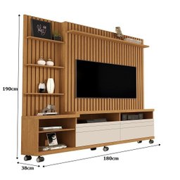 Home Theater para Tv até 55 Polegadas Nobre 1.8 Ripado Verdadeiro Nature/off White - Giga Móveis - 3