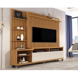 Home Theater para Tv até 55 Polegadas Nobre 1.8 Ripado Verdadeiro Nature/off White - Giga Móveis - 2