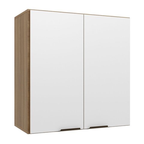 Armário Aéreo para Cozinha 2 Portas Paris Marrom/Nogal Manchester/Branco Brilhante