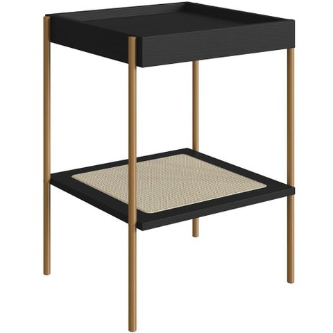 Mesa Lateral para Sala de Estar Industrial Indy A03 Nero Dourado