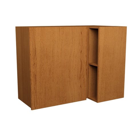 Armário Aéreo 92,5cm 1 Porta Ripada Canto Cozinha Milão Marrom/Freijó Rocks