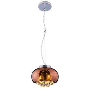 Pendente/Plafon em Vidro e Cristal Attractive 21cm G9 - Lustre Design Moderno Sala/Quarto:Cobre