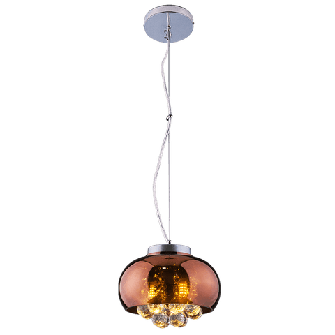 Pendente/Plafon em Vidro e Cristal Attractive 21cm G9 - Lustre Design Moderno Sala/Quarto:Cobre