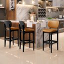 Ver imagem 2 de Kit 6 Banquetas Alta Bar Cozinha Sala Jantar Fixa Betta L02 Preto Couríssimo Whisky - Lyam Decor