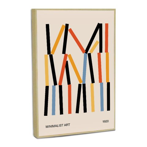 Quadro Decorativo Geometrico Abstrato Hastes Verticais com Moldura Filete