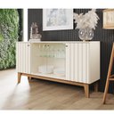 Ver imagem 1 de Aparador Buffet 4 Portas com Ripado e Vidro Eiffel Off White