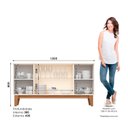 Ver imagem 3 de Aparador Buffet 4 Portas com Ripado e Vidro Eiffel Off White