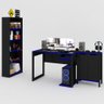 Quarto Gamer 3 Peças com 1 Mesa, 1 Estante para Livros e 1 Armário para Escritório Toronto Preto/Azu - 7