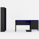 Ver imagem 6 de Quarto Gamer 3 Peças com 1 Mesa, 1 Estante para Livros e 1 Armário para Escritório Toronto Preto/Azu