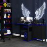 Quarto Gamer 3 Peças com 1 Mesa, 1 Estante para Livros e 1 Armário para Escritório Toronto Preto/Azu - 1