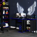 Ver imagem 2 de Quarto Gamer 3 Peças com 1 Mesa, 1 Estante para Livros e 1 Armário para Escritório Toronto Preto/Azu