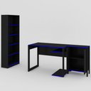 Ver mais imagens de Quarto Gamer 3 Peças com 1 Mesa, 1 Estante para Livros e 1 Armário para Escritório Toronto Preto/Azu